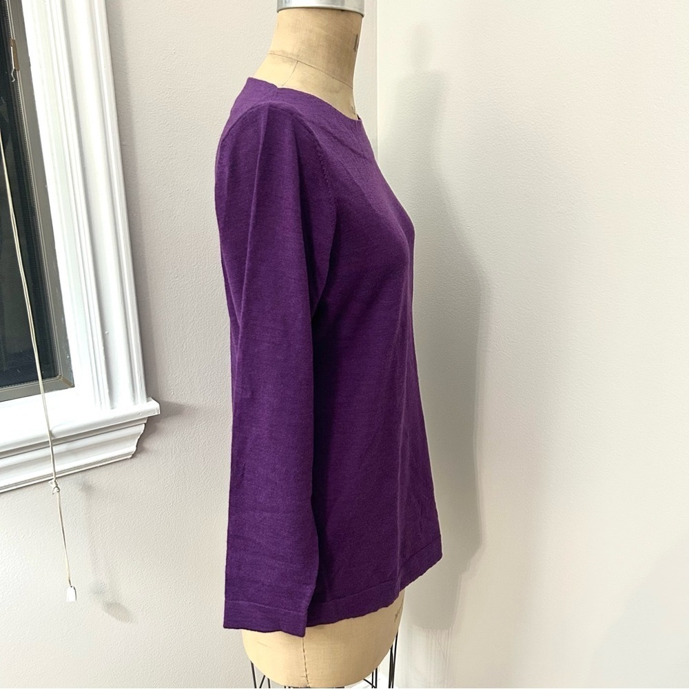 Eileen Fisher Women’s Purple Wool Boatneck Long Sleeve Tunic Sweater Sz L - Picture 4 of 12